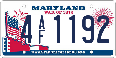 MD license plate 4AF1192