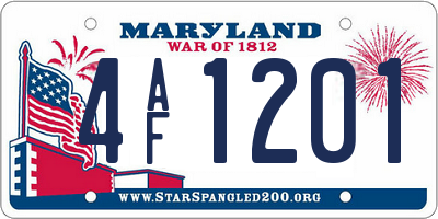 MD license plate 4AF1201