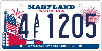 MD license plate 4AF1205