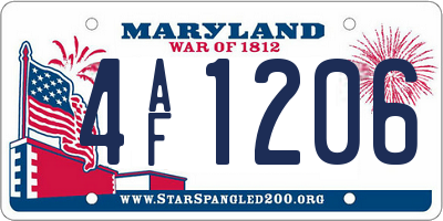 MD license plate 4AF1206