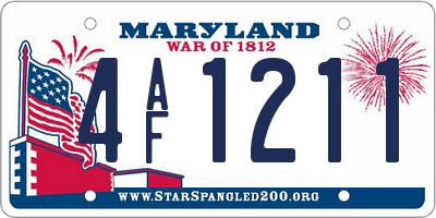 MD license plate 4AF1211