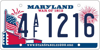 MD license plate 4AF1216