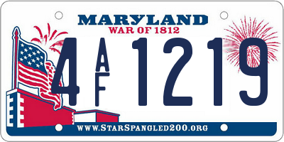 MD license plate 4AF1219