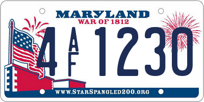 MD license plate 4AF1230