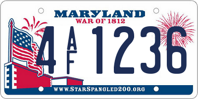 MD license plate 4AF1236