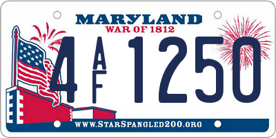 MD license plate 4AF1250