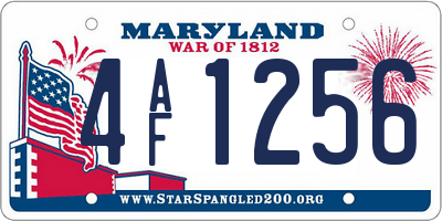 MD license plate 4AF1256