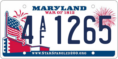 MD license plate 4AF1265