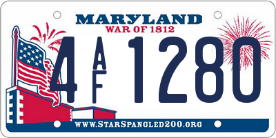 MD license plate 4AF1280