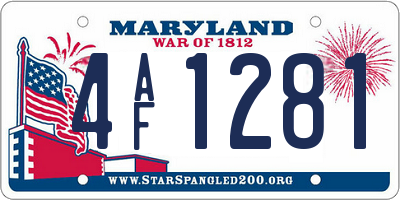 MD license plate 4AF1281