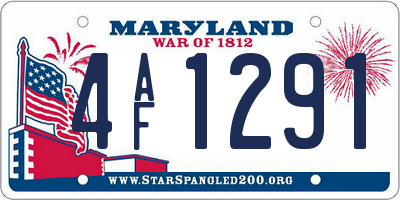 MD license plate 4AF1291
