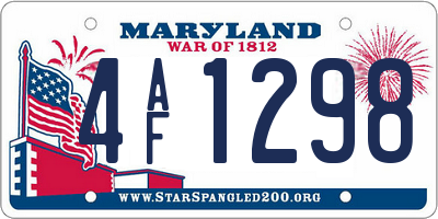 MD license plate 4AF1298
