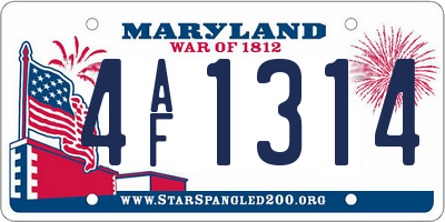 MD license plate 4AF1314