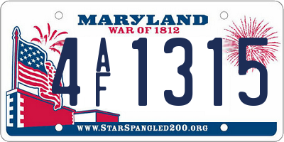 MD license plate 4AF1315