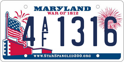 MD license plate 4AF1316