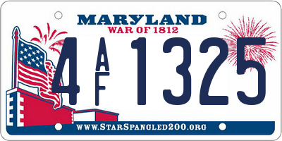MD license plate 4AF1325
