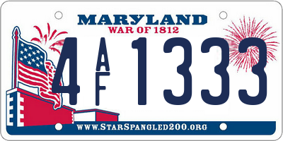 MD license plate 4AF1333
