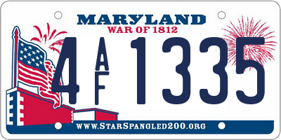 MD license plate 4AF1335