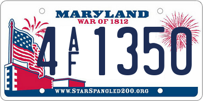 MD license plate 4AF1350