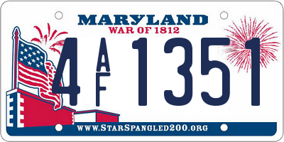 MD license plate 4AF1351