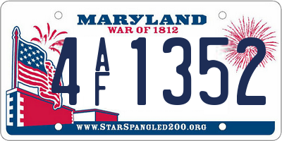 MD license plate 4AF1352