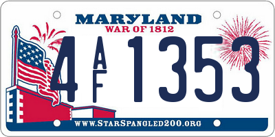 MD license plate 4AF1353