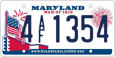 MD license plate 4AF1354