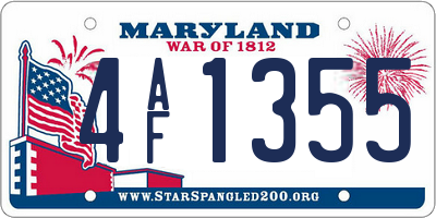 MD license plate 4AF1355