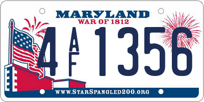MD license plate 4AF1356