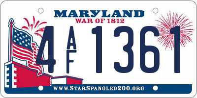 MD license plate 4AF1361