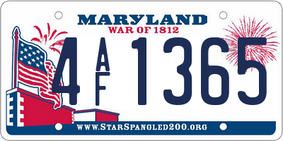 MD license plate 4AF1365