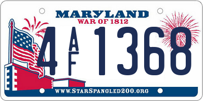 MD license plate 4AF1368