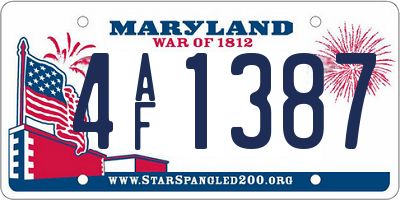 MD license plate 4AF1387