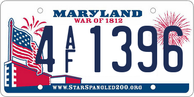 MD license plate 4AF1396
