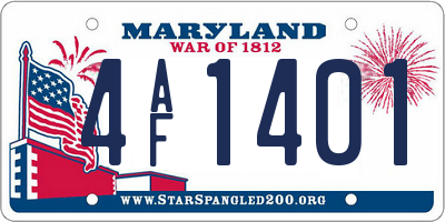 MD license plate 4AF1401