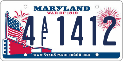MD license plate 4AF1412