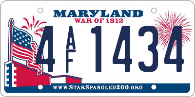 MD license plate 4AF1434