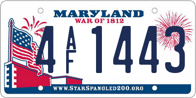 MD license plate 4AF1443
