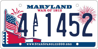 MD license plate 4AF1452