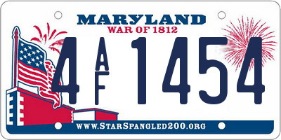 MD license plate 4AF1454