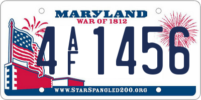 MD license plate 4AF1456