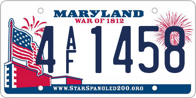 MD license plate 4AF1458