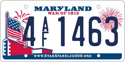 MD license plate 4AF1463