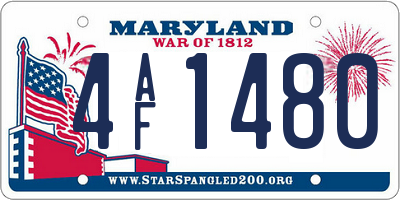 MD license plate 4AF1480