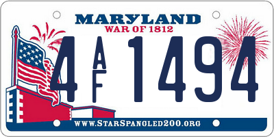 MD license plate 4AF1494