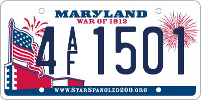 MD license plate 4AF1501