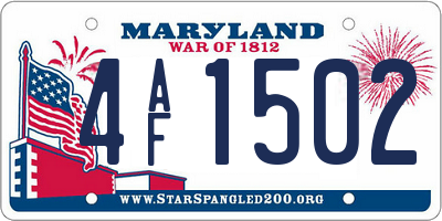 MD license plate 4AF1502