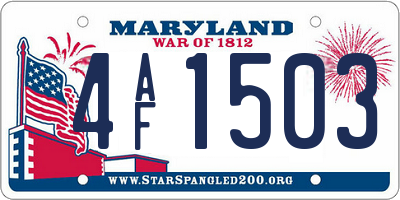 MD license plate 4AF1503