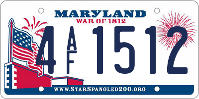 MD license plate 4AF1512