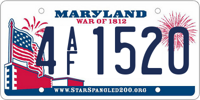 MD license plate 4AF1520